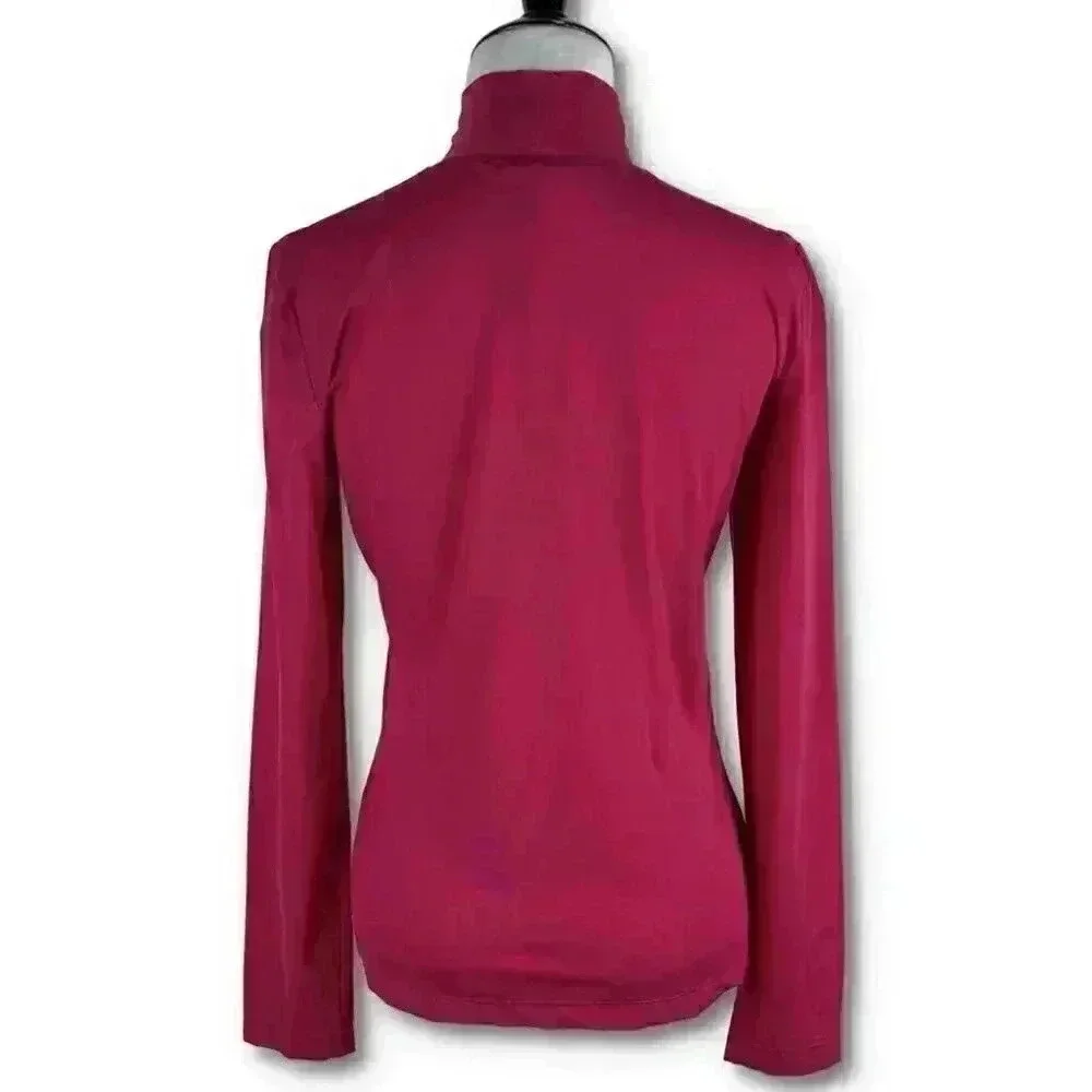 New St. John top size S Cosmo pink long sleeve mock turtleneck stretch career